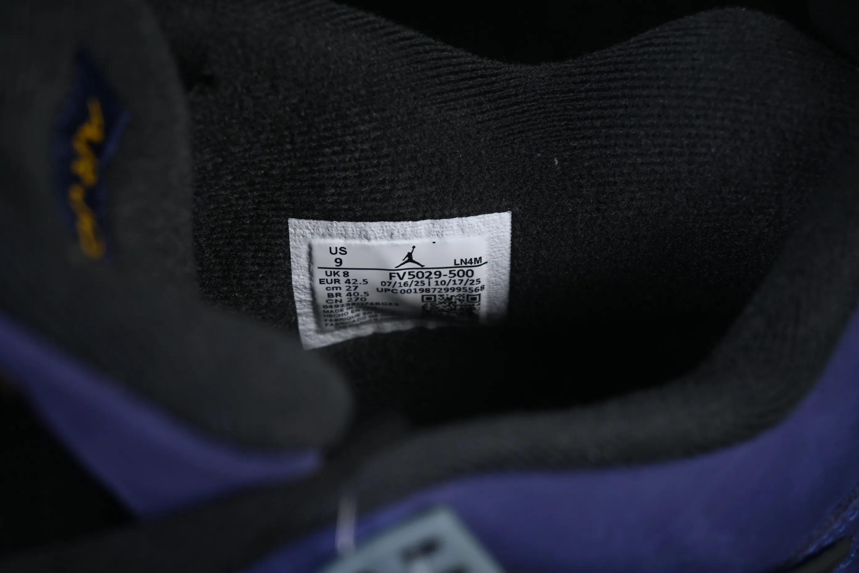 All categories Air Jordan Jordan series basketball shoes Air Jordan 4 GX foreign trade version Air Jordan 4 Retro "Lakers" AJ4 Joe 4 Lakers Purple Gold FV5029-500